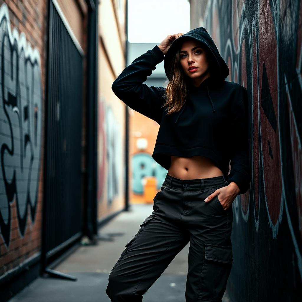 Modelo com cropped hoodie Fortune